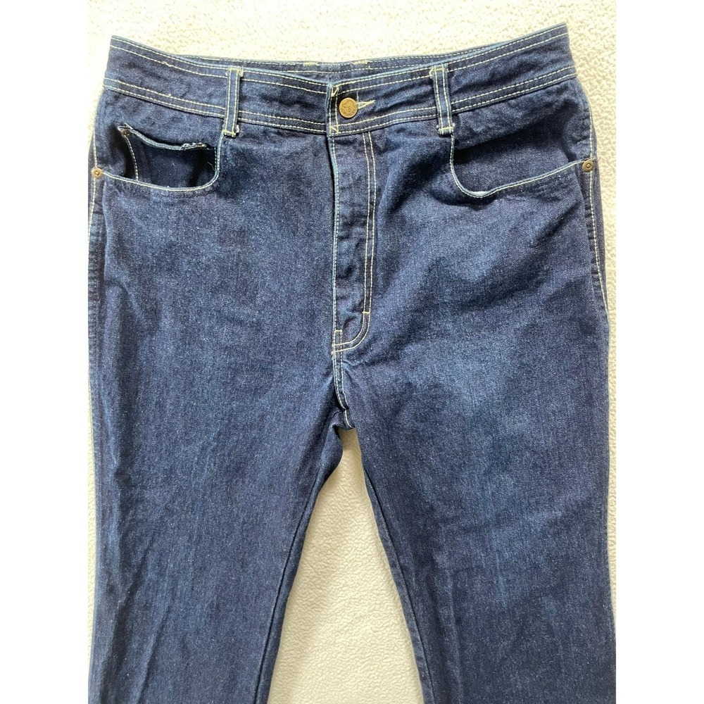 Vintage Jordache Mens 38 Jeans Dark Blue High Rise Straight Leg Thick Stitch - Picture 4 of 16